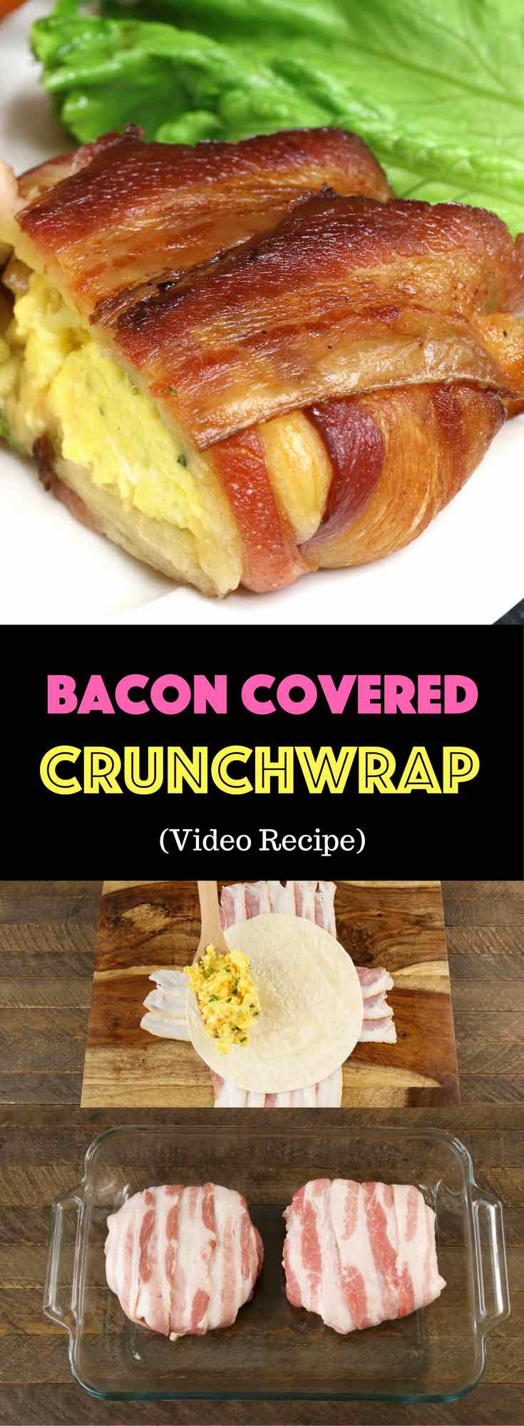 Bacon Covered Crunchwraps – A quick and easy meal with loaded scrambled egg crunchwraps and wrapped with bacon. Only a few ingredients needed for this delicious recipe: Smithfield bacon, eggs, cheddar cheese, flour tortilla, green onions, salt and pepper. This recipe makes a great breakfast, brunch, lunch, or a snack! SmithfieldBrunch AD.