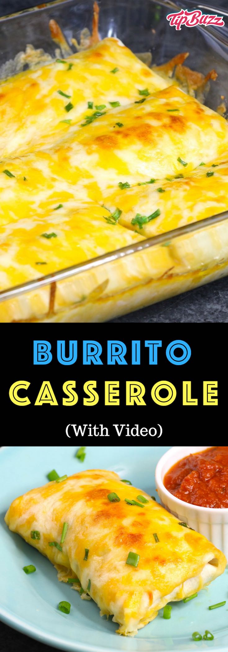 Burrito Casserole is an easy family favorite recipe! Lean ground beef is cooked with beans, onions, corn and seasonings, and then wrapped in flour tortillas. The burritos are placed in a baking dish, covered with cheese and baked until golden brown.