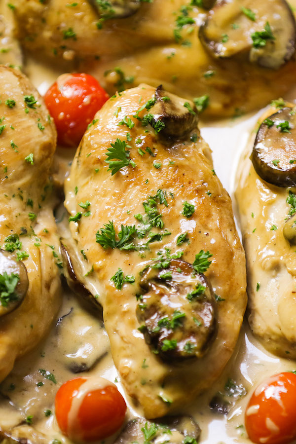 Easy Creamy Chicken Marsala – one of the easiest creamy dinner recipes. It will be on your table in less than 30 minutes. Delicious, super flavorful chicken breasts with creamy mushroom cooked with Marsala wine. Simply Yummy! Quick and easy dinner recipe. Video recipe.